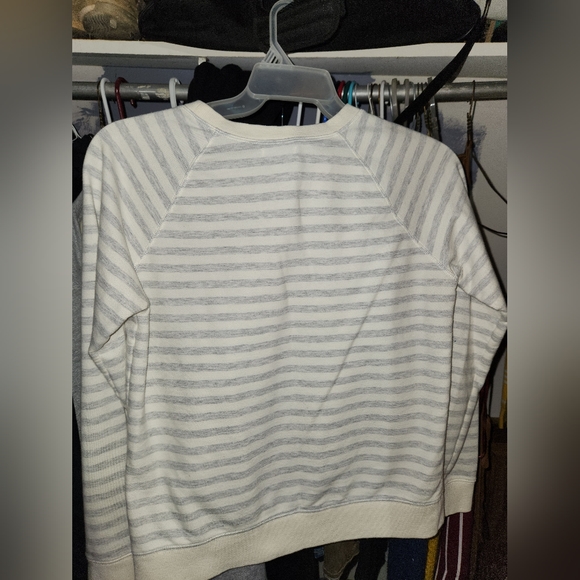 Womens Old Navy gray and white stripe sweatshirt - Picture 2 of 2